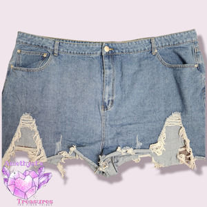 PRETTY Little Thing 30 4XL Shorts Mini Distressed jeans cutoffs Festival Rave